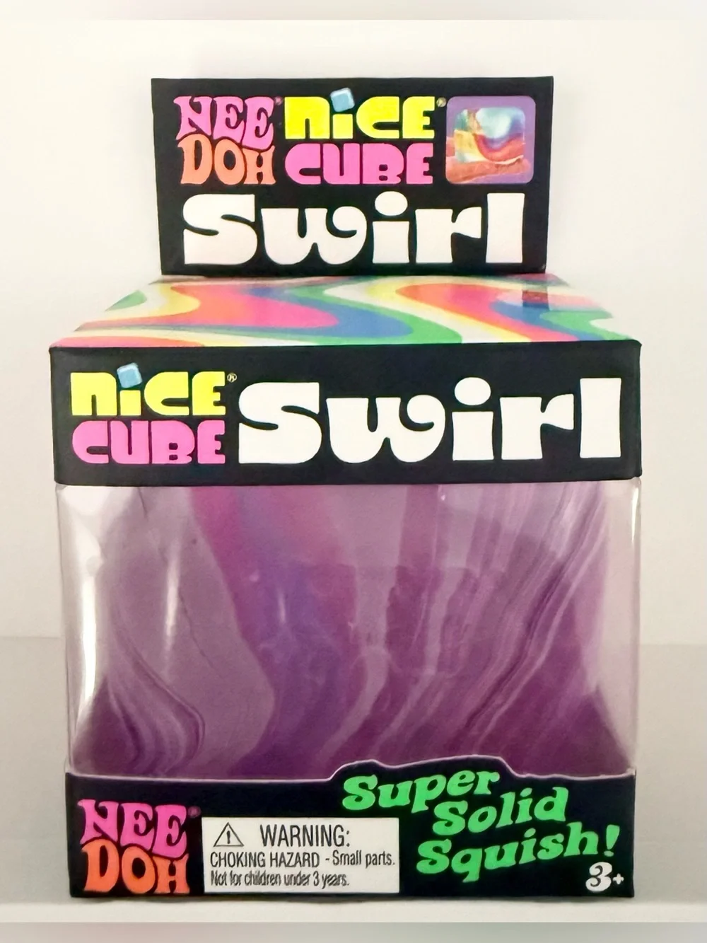 NWT Schylling NeeDoh Nice Cube Swirl Purple Pink White Squishy Toy